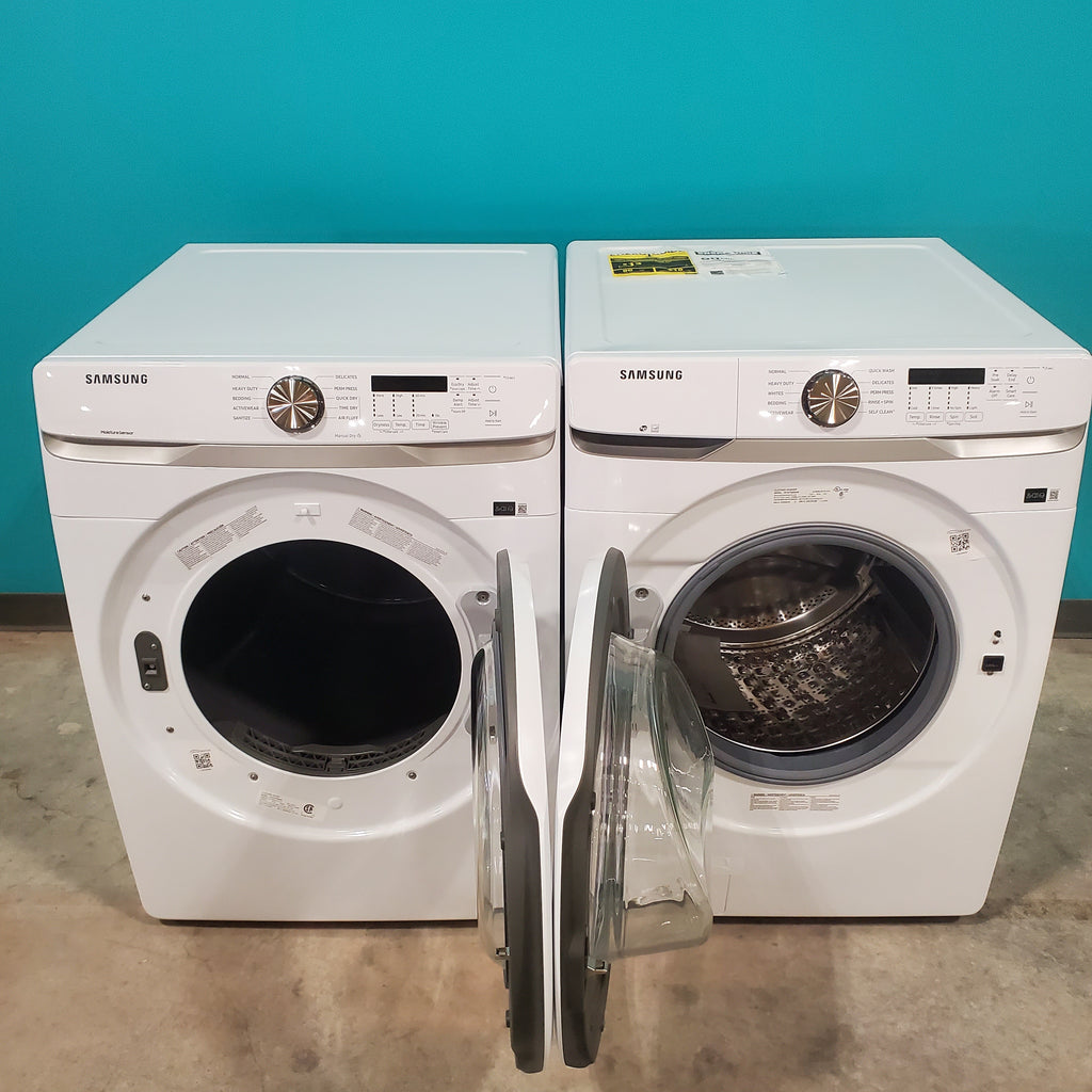 Pictures of ENERGY STAR Samsung 4.5 cu. ft. Front Load Washer with Vibration Reduction and Samsung 7.5 cu. ft. Front Load Electric Dryer with Sensor Dry and Interior Drum Light- Scratch & Dent - Minor - Neu Appliance Outlet - Discount Appliance Outlet in Austin, Tx