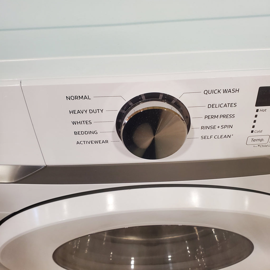 Pictures of ENERGY STAR Samsung 4.5 cu. ft. Front Load Washer with Vibration Reduction and Samsung 7.5 cu. ft. Front Load Electric Dryer with Sensor Dry and Interior Drum Light- Scratch & Dent - Minor - Neu Appliance Outlet - Discount Appliance Outlet in Austin, Tx