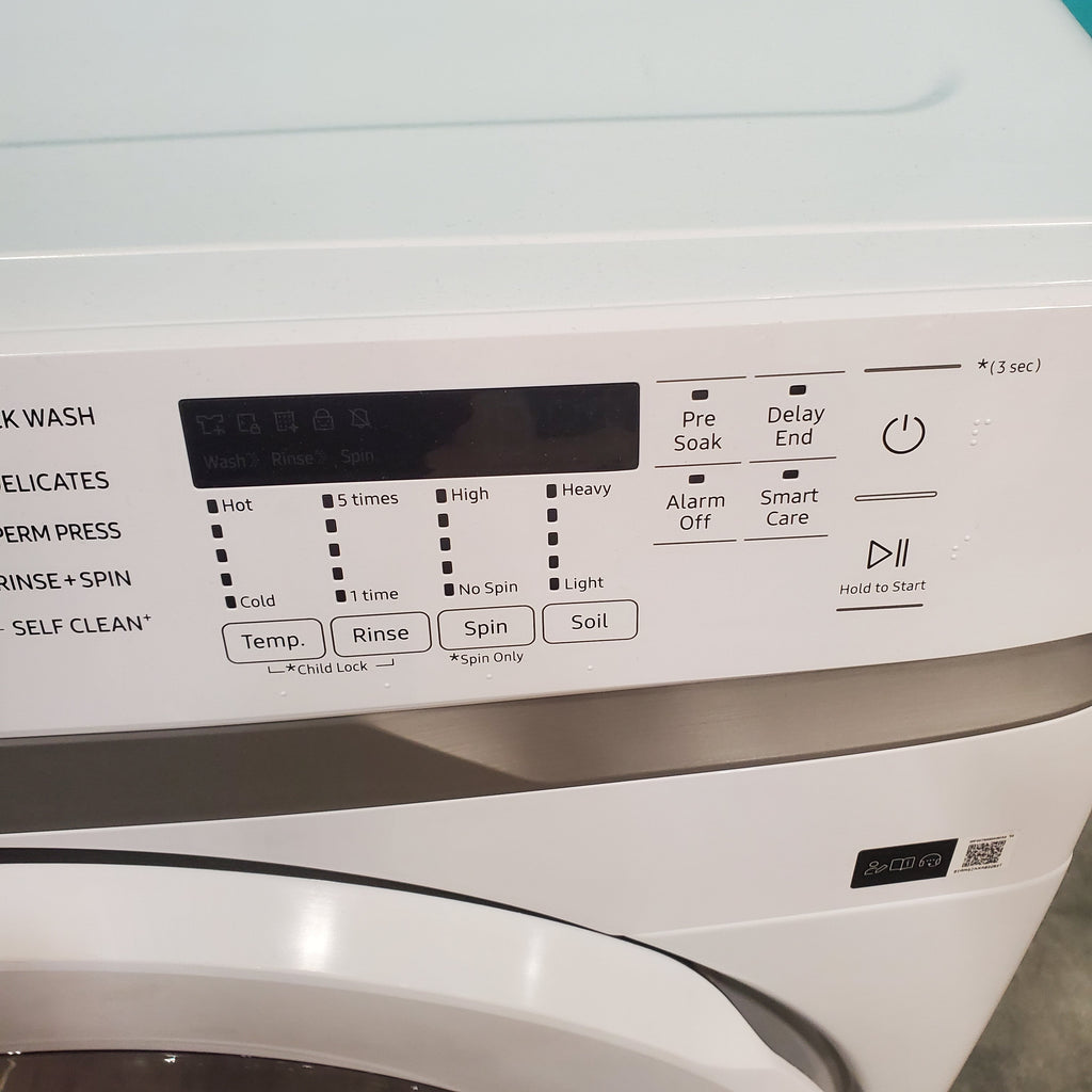 Pictures of ENERGY STAR Samsung 4.5 cu. ft. Front Load Washer with Vibration Reduction and Samsung 7.5 cu. ft. Front Load Electric Dryer with Sensor Dry and Interior Drum Light- Scratch & Dent - Minor - Neu Appliance Outlet - Discount Appliance Outlet in Austin, Tx