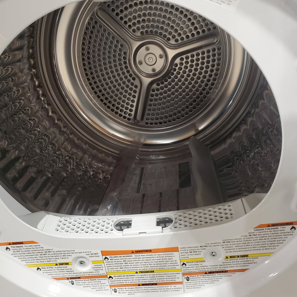 Pictures of Compact 24 in. Wide GE ENERGY STAR 2.4 cu. ft. Front Load Steam Washing Machine with 1400 RPM Spin Speed and Frontload Vented WiFi Capable ENERGY STAR 4.3 cu. ft. Electric Dryer with Stainless Steel Basket - Scratch & Dent - Minor - Neu Appliance Outlet - Discount Appliance Outlet in Austin, Tx