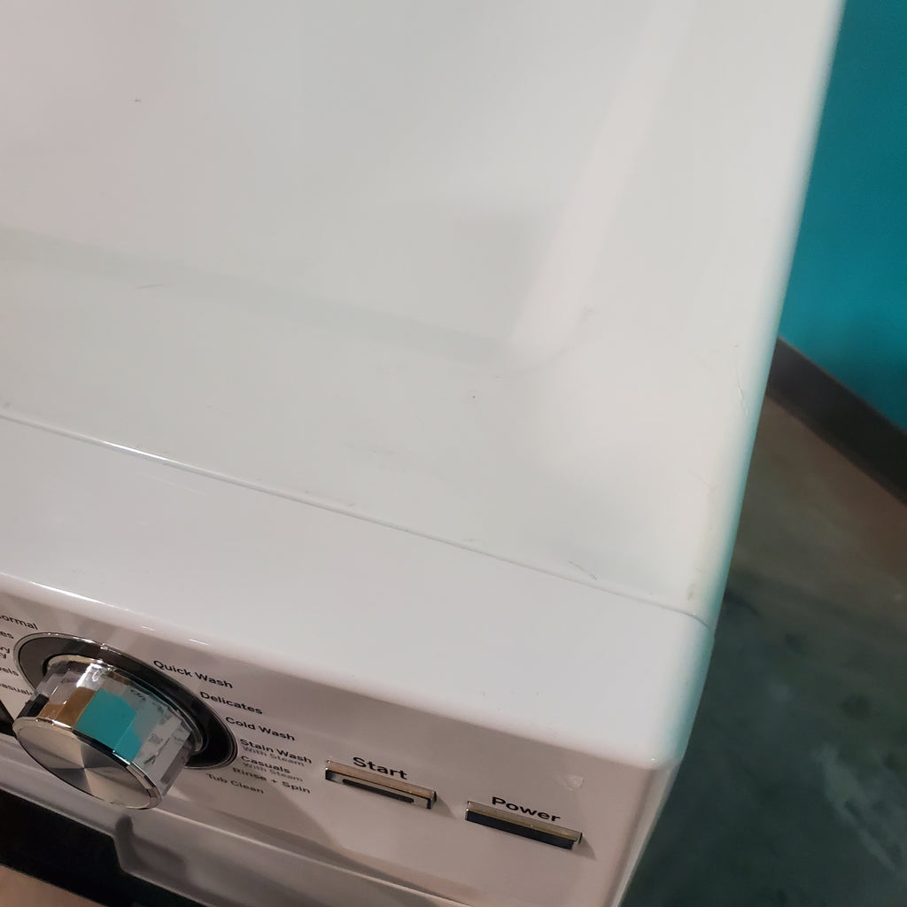 Pictures of Compact 24 in. Wide GE ENERGY STAR 2.4 cu. ft. Front Load Steam Washing Machine with 1400 RPM Spin Speed and Frontload Vented WiFi Capable ENERGY STAR 4.3 cu. ft. Electric Dryer with Stainless Steel Basket - Scratch & Dent - Minor - Neu Appliance Outlet - Discount Appliance Outlet in Austin, Tx