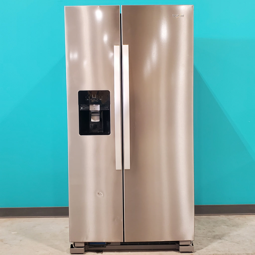 Pictures of Fingerprint-Resistant Stainless Steel Whirlpool 24.5 cu. ft. Side by Side Refrigerator with In Door Ice and Water Dispenser - Scratch & Dent - Minor - Neu Appliance Outlet - Discount Appliance Outlet in Austin, Tx