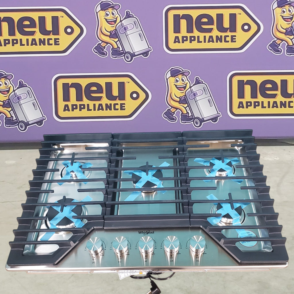 Pictures of Whirlpool Stainless Steel 30-inch Gas Cooktop with Fifth Burner and SpeedHeat™ Burner WCGK7030PS - Open Box - Neu Appliance Outlet - Discount Appliance Outlet in Austin, Tx