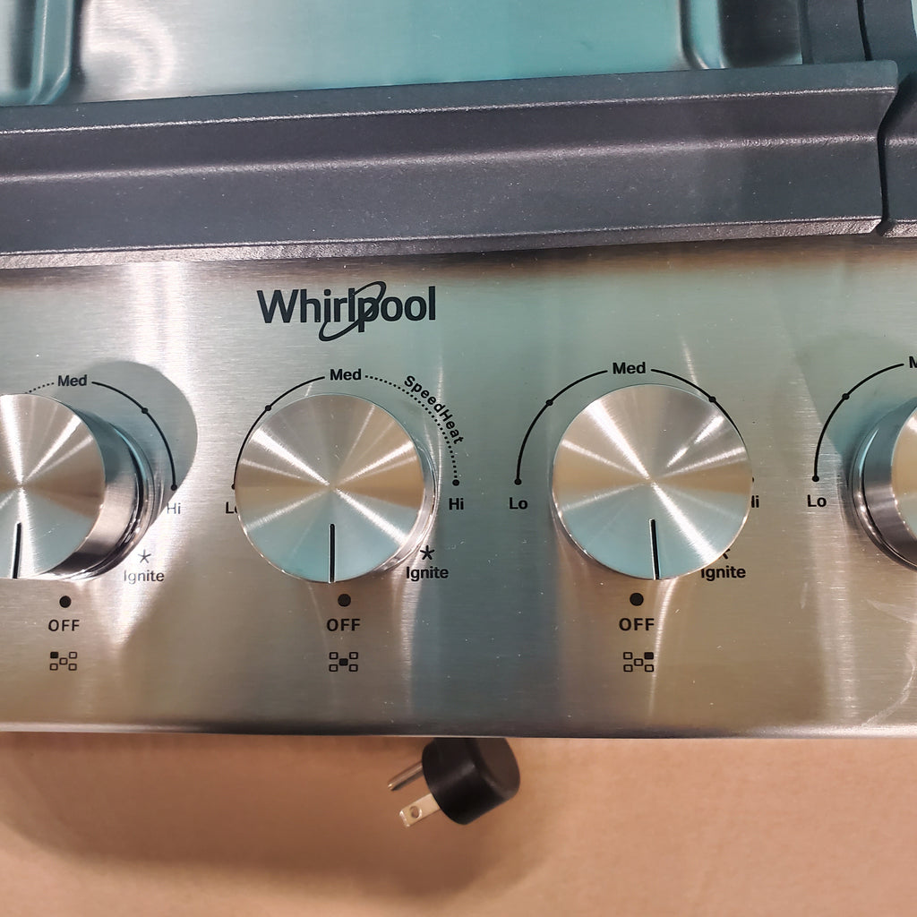 Pictures of Whirlpool Stainless Steel 30-inch Gas Cooktop with Fifth Burner and SpeedHeat™ Burner WCGK7030PS - Open Box - Neu Appliance Outlet - Discount Appliance Outlet in Austin, Tx