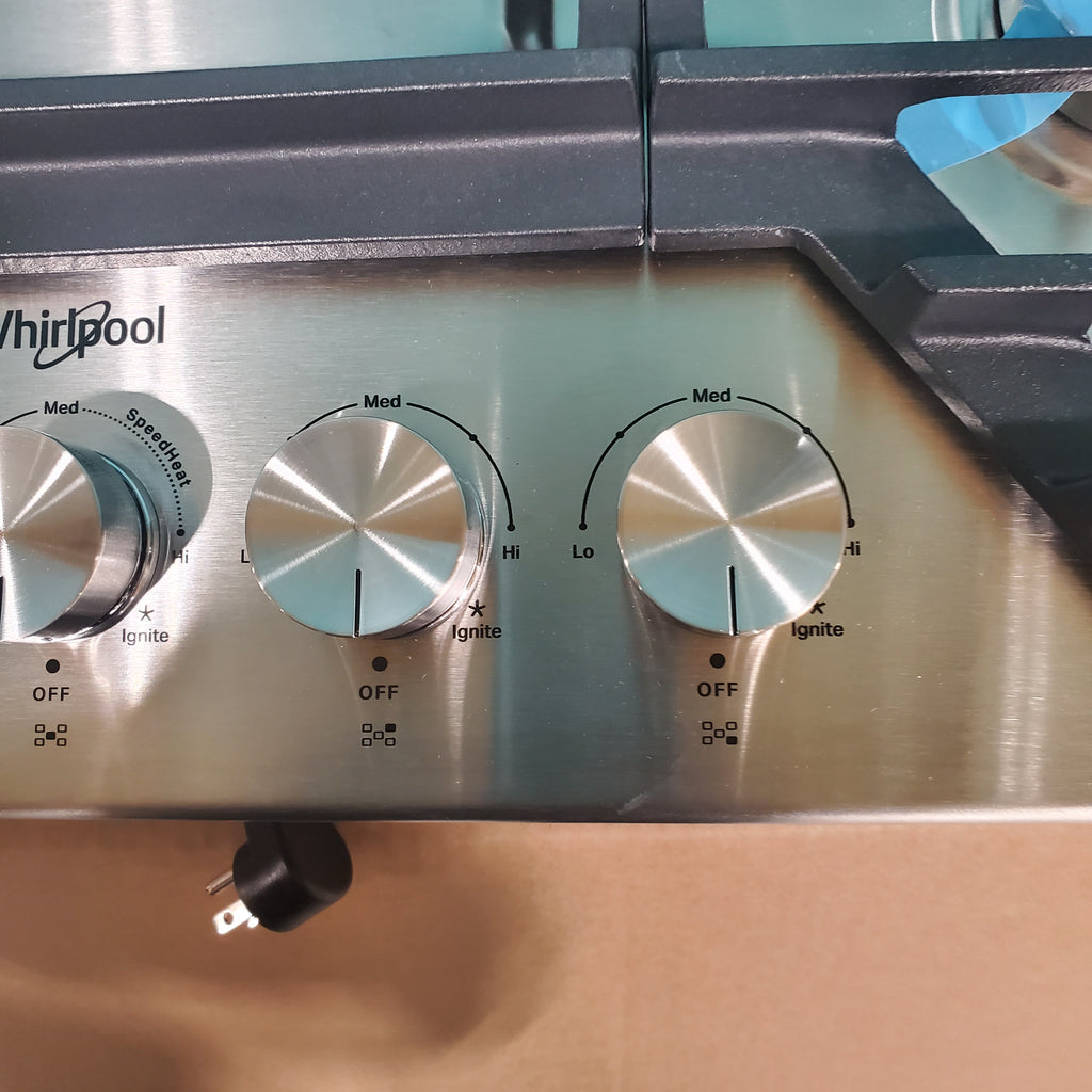 Pictures of Whirlpool Stainless Steel 30-inch Gas Cooktop with Fifth Burner and SpeedHeat™ Burner WCGK7030PS - Open Box - Neu Appliance Outlet - Discount Appliance Outlet in Austin, Tx