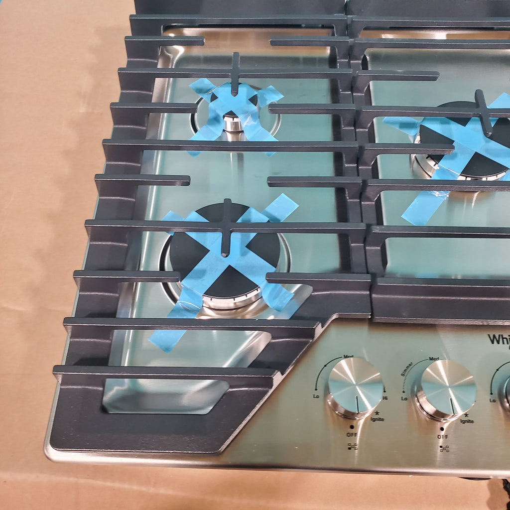 Pictures of Whirlpool Stainless Steel 30-inch Gas Cooktop with Fifth Burner and SpeedHeat™ Burner WCGK7030PS - Open Box - Neu Appliance Outlet - Discount Appliance Outlet in Austin, Tx