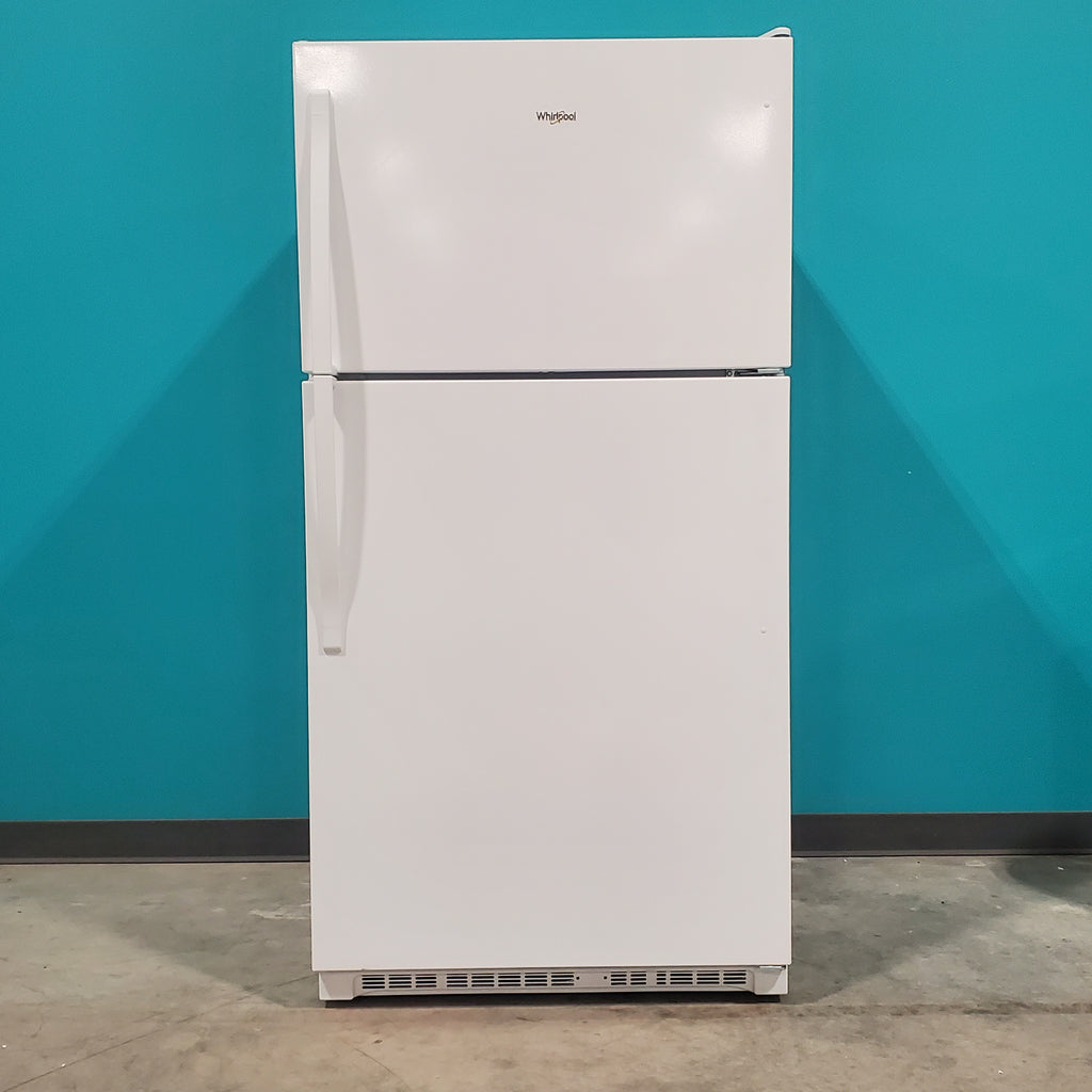 Pictures of 33" Wide Whirlpool Top Freezer 20.5 cu ft Refrigerator with Ice Maker and Frameless Glass Shelves and Flexi-Slide Bin - Open Box - Neu Appliance Outlet - Discount Appliance Outlet in Austin, Tx