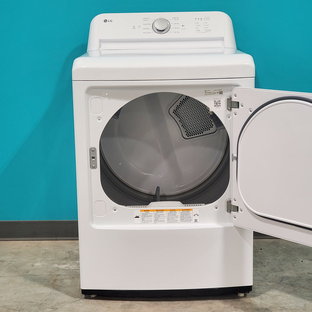 Pictures of ENERGY STAR LG 4.1 cu. ft. Top Load Washing Machine with 4-Way Agitator WT6105CW and ENERGY STAR LG 7.3 cu. ft. Electric Dryer with Smart Diagnosis DLE6100W - Scratch & Dent - Minor - Neu Appliance Outlet - Discount Appliance Outlet in Austin, Tx