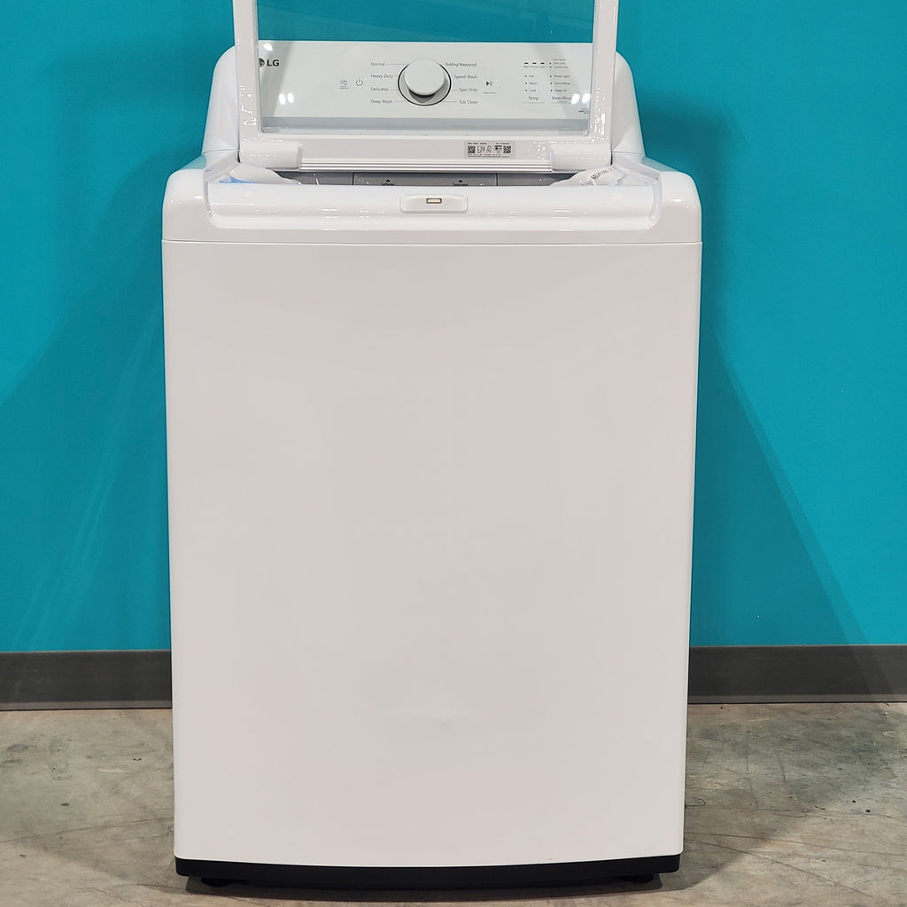 Pictures of ENERGY STAR LG 4.1 cu. ft. Top Load Washing Machine with 4-Way Agitator WT6105CW and ENERGY STAR LG 7.3 cu. ft. Electric Dryer with Smart Diagnosis DLE6100W - Scratch & Dent - Minor - Neu Appliance Outlet - Discount Appliance Outlet in Austin, Tx