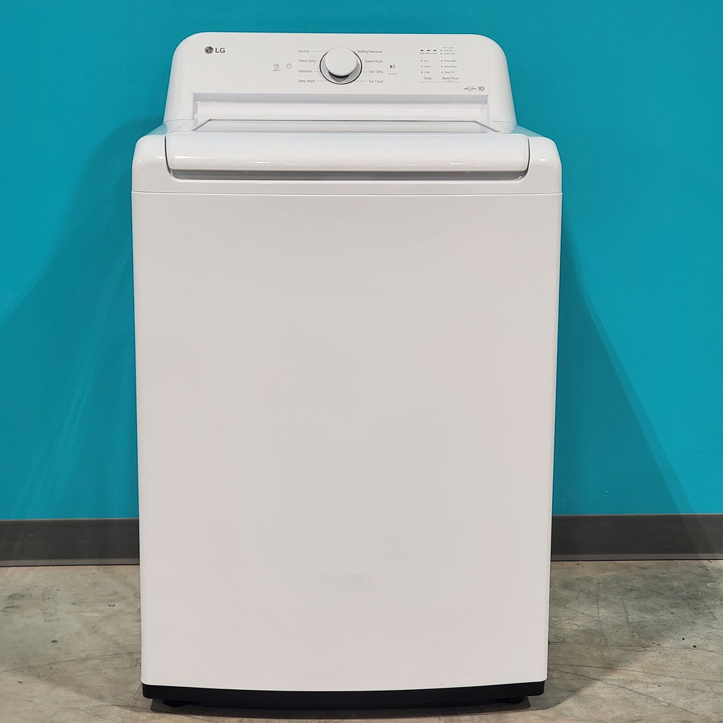 Pictures of ENERGY STAR LG 4.1 cu. ft. Top Load Washing Machine with 4-Way Agitator WT6105CW and ENERGY STAR LG 7.3 cu. ft. Electric Dryer with Smart Diagnosis DLE6100W - Scratch & Dent - Minor - Neu Appliance Outlet - Discount Appliance Outlet in Austin, Tx