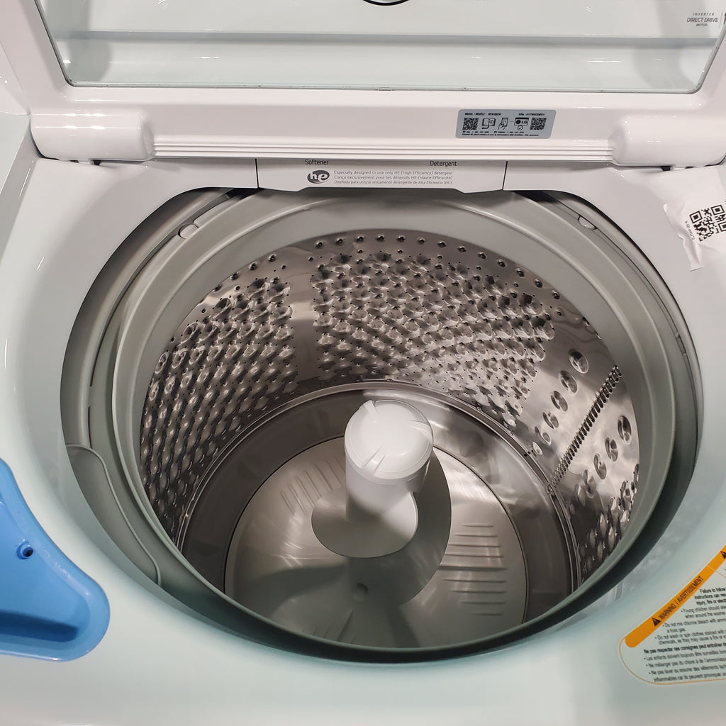 Pictures of ENERGY STAR LG 4.1 cu. ft. Top Load Washing Machine with 4-Way Agitator WT6105CW and ENERGY STAR LG 7.3 cu. ft. Electric Dryer with Smart Diagnosis DLE6100W - Scratch & Dent - Minor - Neu Appliance Outlet - Discount Appliance Outlet in Austin, Tx