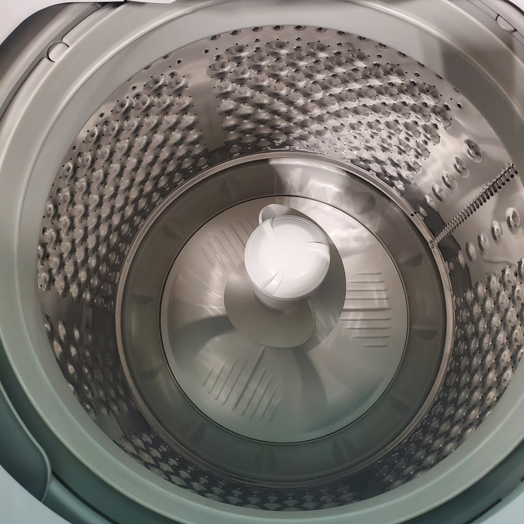 Pictures of ENERGY STAR LG 4.1 cu. ft. Top Load Washing Machine with 4-Way Agitator WT6105CW and ENERGY STAR LG 7.3 cu. ft. Electric Dryer with Smart Diagnosis DLE6100W - Scratch & Dent - Minor - Neu Appliance Outlet - Discount Appliance Outlet in Austin, Tx