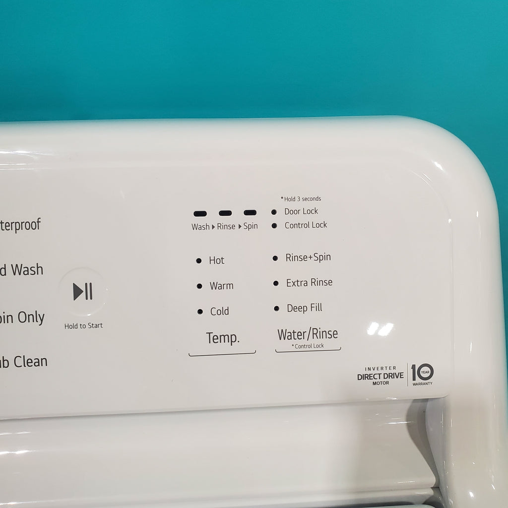 Pictures of ENERGY STAR LG 4.1 cu. ft. Top Load Washing Machine with 4-Way Agitator WT6105CW and ENERGY STAR LG 7.3 cu. ft. Electric Dryer with Smart Diagnosis DLE6100W - Scratch & Dent - Minor - Neu Appliance Outlet - Discount Appliance Outlet in Austin, Tx