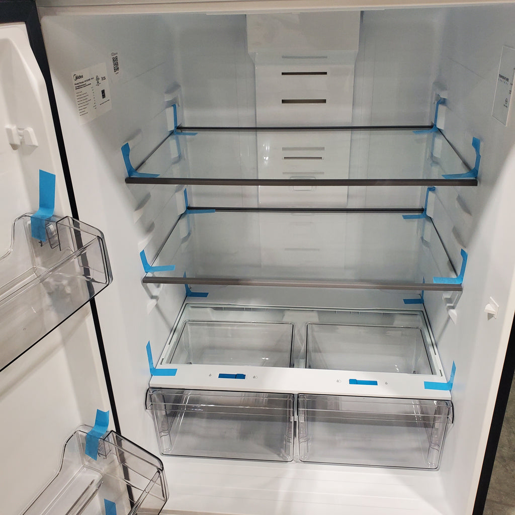 Pictures of Black ENERGY STAR Midea 18.1 cu. ft. Top Freezer Refrigerator with Reversible Door - Scratch & Dent - Minor - Neu Appliance Outlet - Discount Appliance Outlet in Austin, Tx