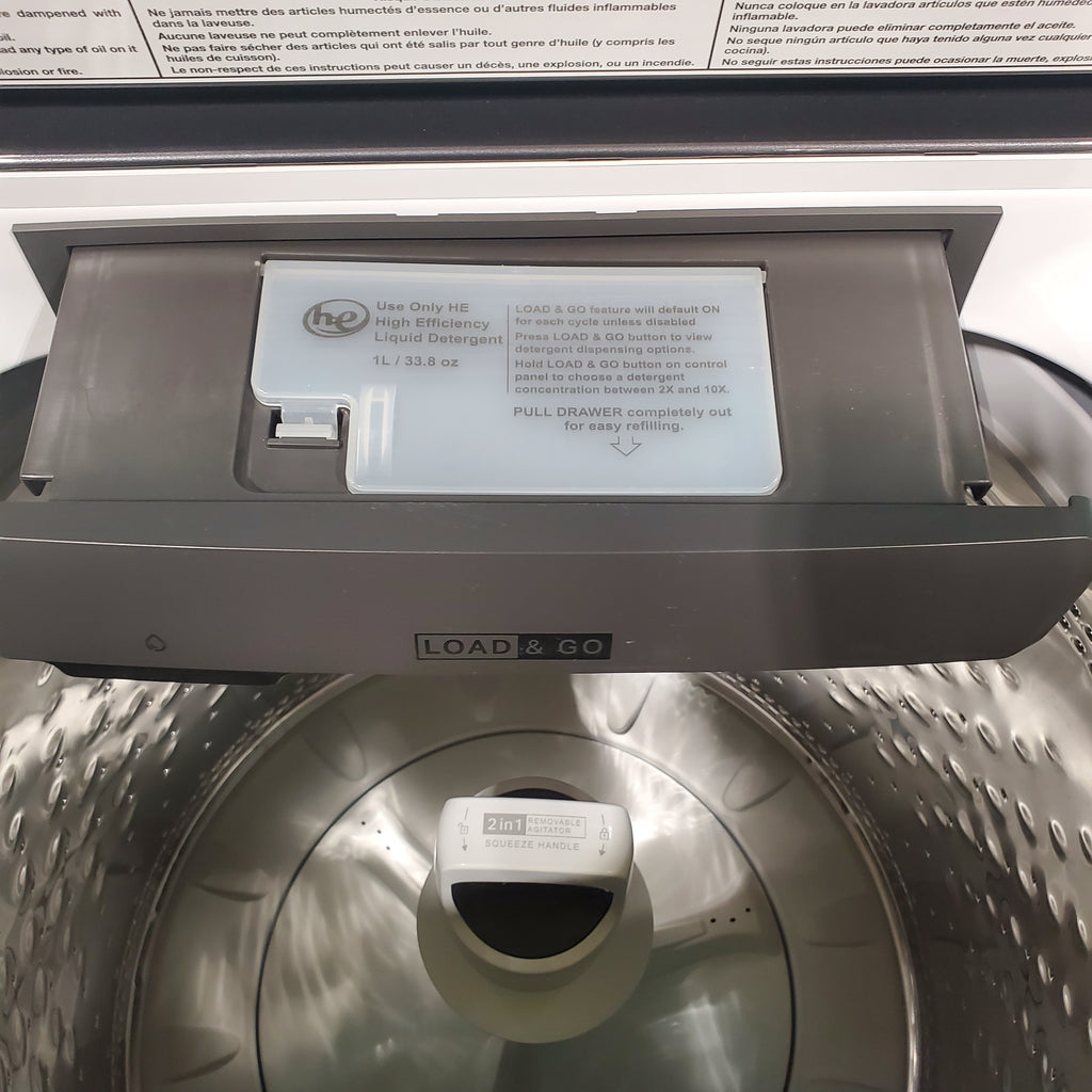 Pictures of ENERGY STAR Whirlpool 5.2 - 5.3 cu. ft. Smart Top Load Washing Machine with 2 in 1 Removable Agitator WTW8127LW and 7.4 cu. ft. Electric Dryer with Hamper Door WED8127LW - Open Box - Neu Appliance Outlet - Discount Appliance Outlet in Austin, Tx