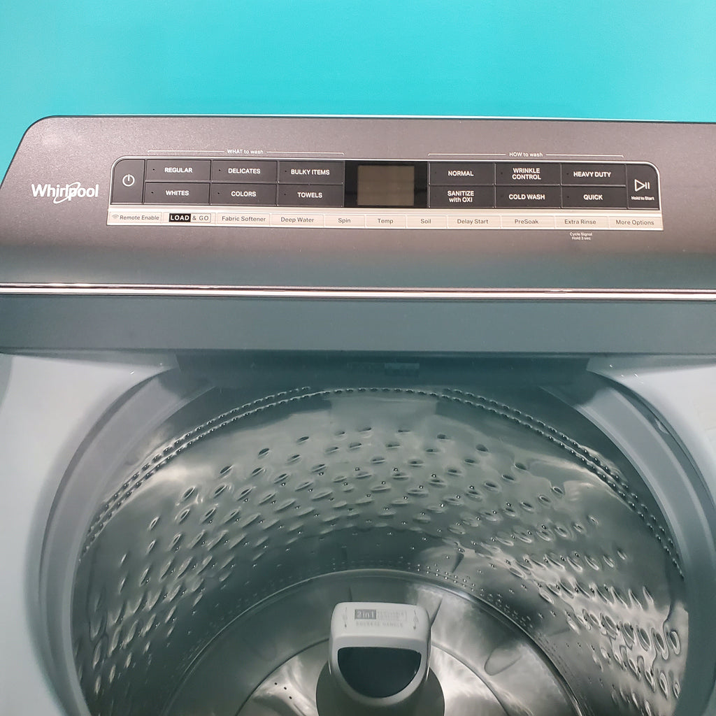 Pictures of ENERGY STAR Whirlpool 5.2 - 5.3 cu. ft. Smart Top Load Washing Machine with 2 in 1 Removable Agitator WTW8127LW and 7.4 cu. ft. Electric Dryer with Hamper Door WED8127LW - Open Box - Neu Appliance Outlet - Discount Appliance Outlet in Austin, Tx