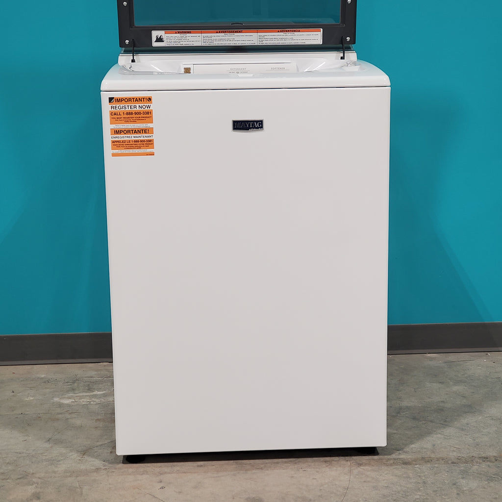 Pictures of Maytag ENERGY STAR 5.2 cu. ft. Top Load Agitator Washing Machine with Extra Power Button MVW7230HW and ENERGY STAR Maytag Smart Capable 7.4 cu. ft. Gas Steam Dryer with Extra Power Button MGD7230HW - Neu Appliance Outlet - Discount Appliance Outlet in Austin, Tx
