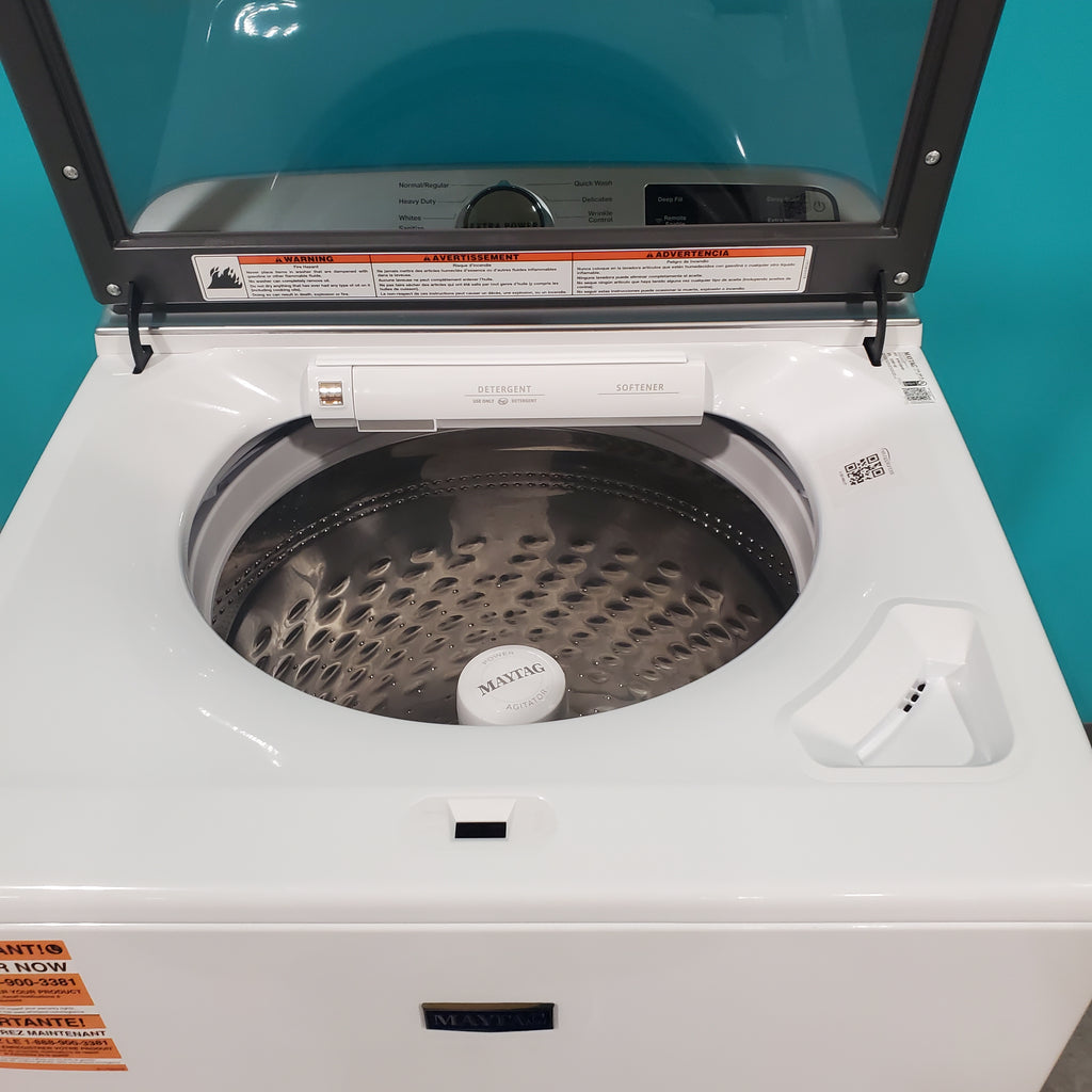 Pictures of Maytag ENERGY STAR 5.2 cu. ft. Top Load Agitator Washing Machine with Extra Power Button MVW7230HW and ENERGY STAR Maytag Smart Capable 7.4 cu. ft. Gas Steam Dryer with Extra Power Button MGD7230HW - Neu Appliance Outlet - Discount Appliance Outlet in Austin, Tx