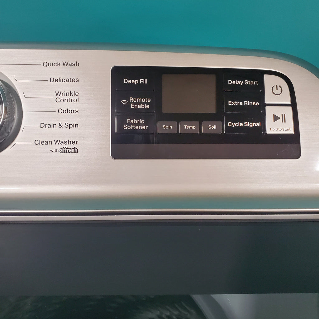 Pictures of Maytag ENERGY STAR 5.2 cu. ft. Top Load Agitator Washing Machine with Extra Power Button MVW7230HW and ENERGY STAR Maytag Smart Capable 7.4 cu. ft. Gas Steam Dryer with Extra Power Button MGD7230HW - Neu Appliance Outlet - Discount Appliance Outlet in Austin, Tx