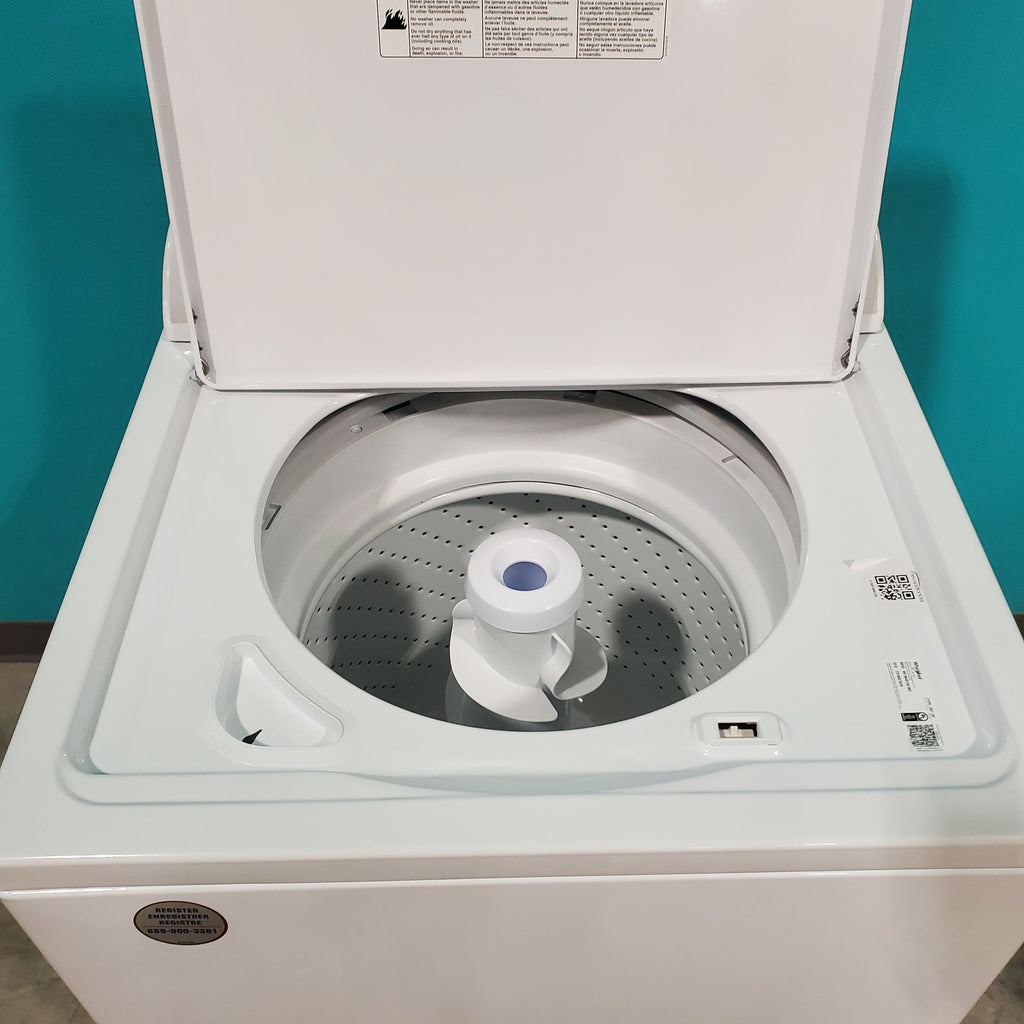 Pictures of HE Whirlpool 3.5 cu. ft. Top Load Washing Machine with Deep Water Wash WTW4816FW and 7 cu. ft. Electric Dryer with AutoDry WED4815EW- Open Box - Neu Appliance Outlet - Discount Appliance Outlet in Austin, Tx