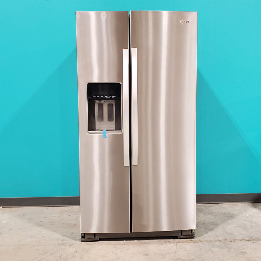 Pictures of Fingerprint-Resistant Stainless Steel Whirlpool 28.49 cu. ft. Side by Side Refrigerator with In Door Ice and Water Dispenser WRS588FIHZ - Scratch & Dent - Minor - Neu Appliance Outlet - Discount Appliance Outlet in Austin, Tx