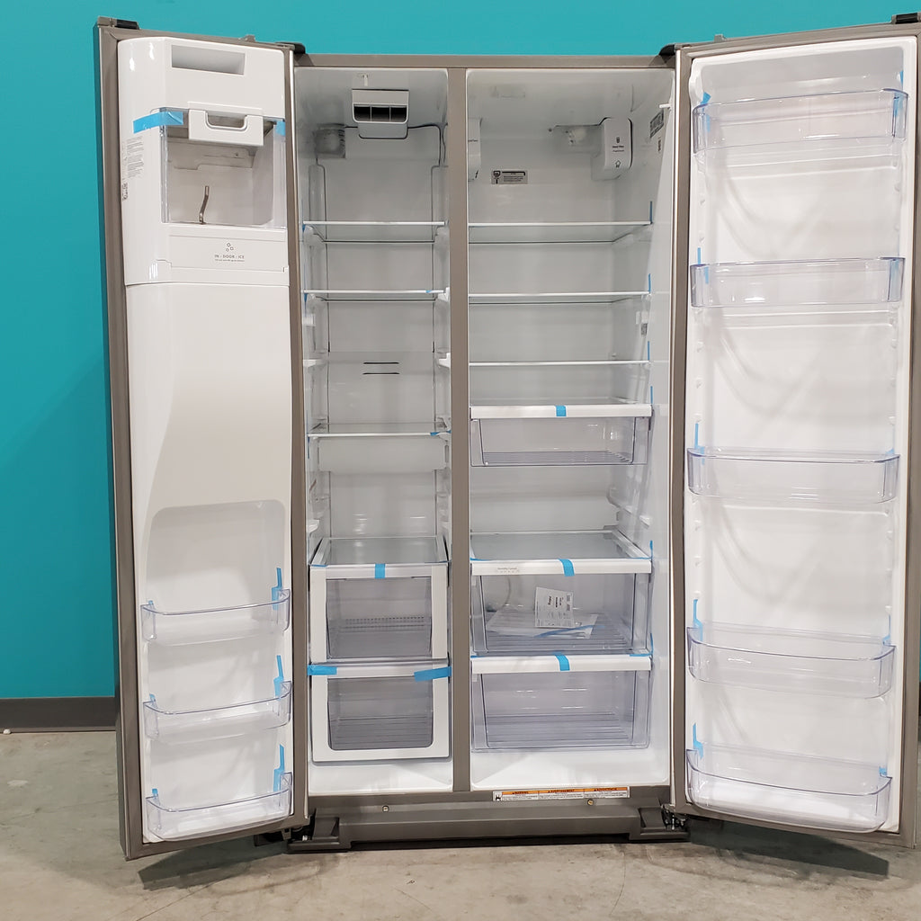 Pictures of Fingerprint-Resistant Stainless Steel Whirlpool 28.49 cu. ft. Side by Side Refrigerator with In Door Ice and Water Dispenser WRS588FIHZ - Scratch & Dent - Minor - Neu Appliance Outlet - Discount Appliance Outlet in Austin, Tx