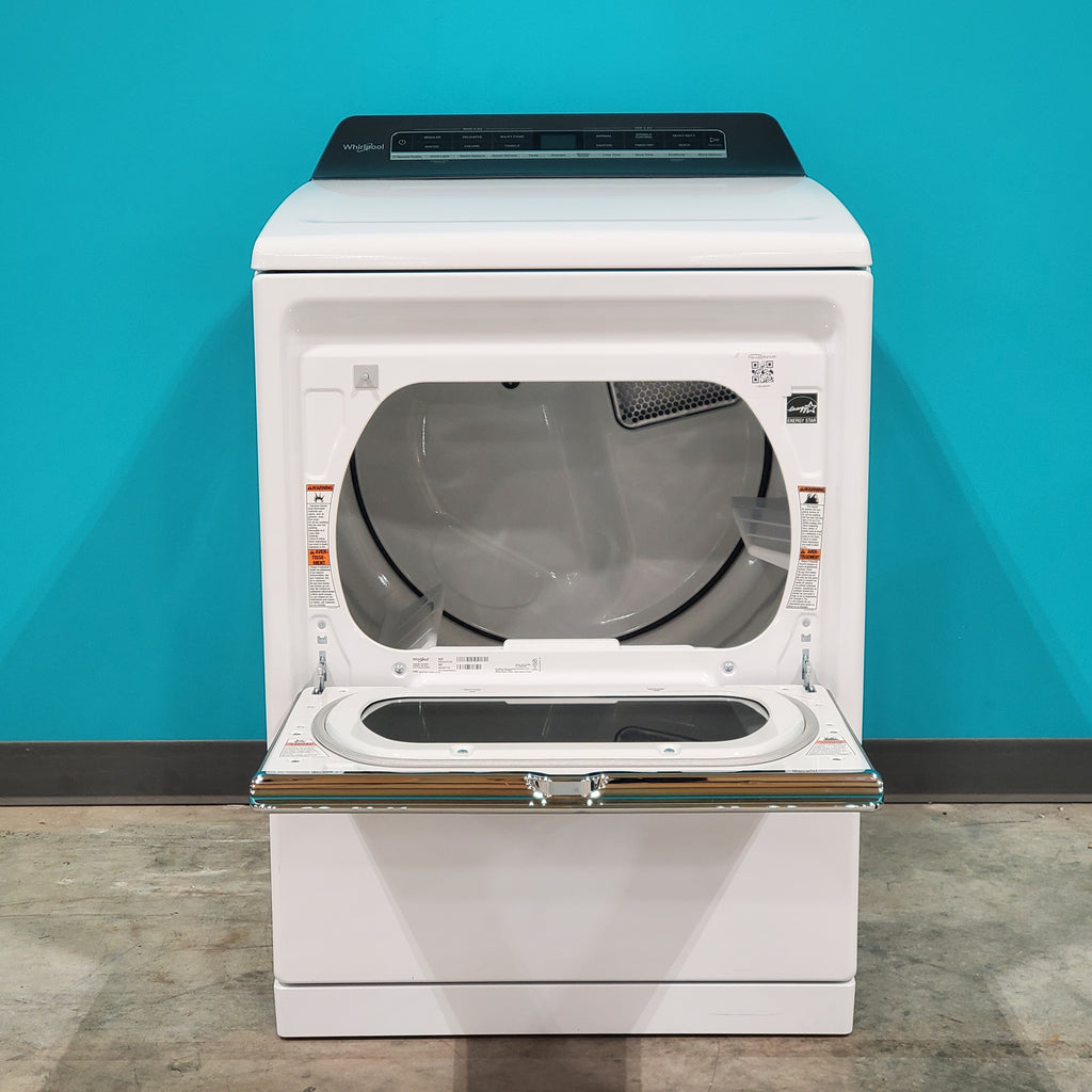 Pictures of ENERGY STAR Whirlpool 5.2 - 5.3 cu. ft. Smart Top Load Washing Machine with 2 in 1 Removable Agitator WTW8127LW and 7.4 cu. ft. Electric Dryer with Hamper Door WED8127LW - Open Box - Neu Appliance Outlet - Discount Appliance Outlet in Austin, Tx