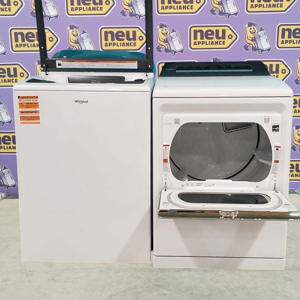 Pictures of ENERGY STAR Whirlpool 5.2 - 5.3 cu. ft. Smart Top Load Washing Machine with 2 in 1 Removable Agitator WTW8127LW and 7.4 cu. ft. Electric Dryer with Hamper Door WED8127LW - Open Box - Neu Appliance Outlet - Discount Appliance Outlet in Austin, Tx