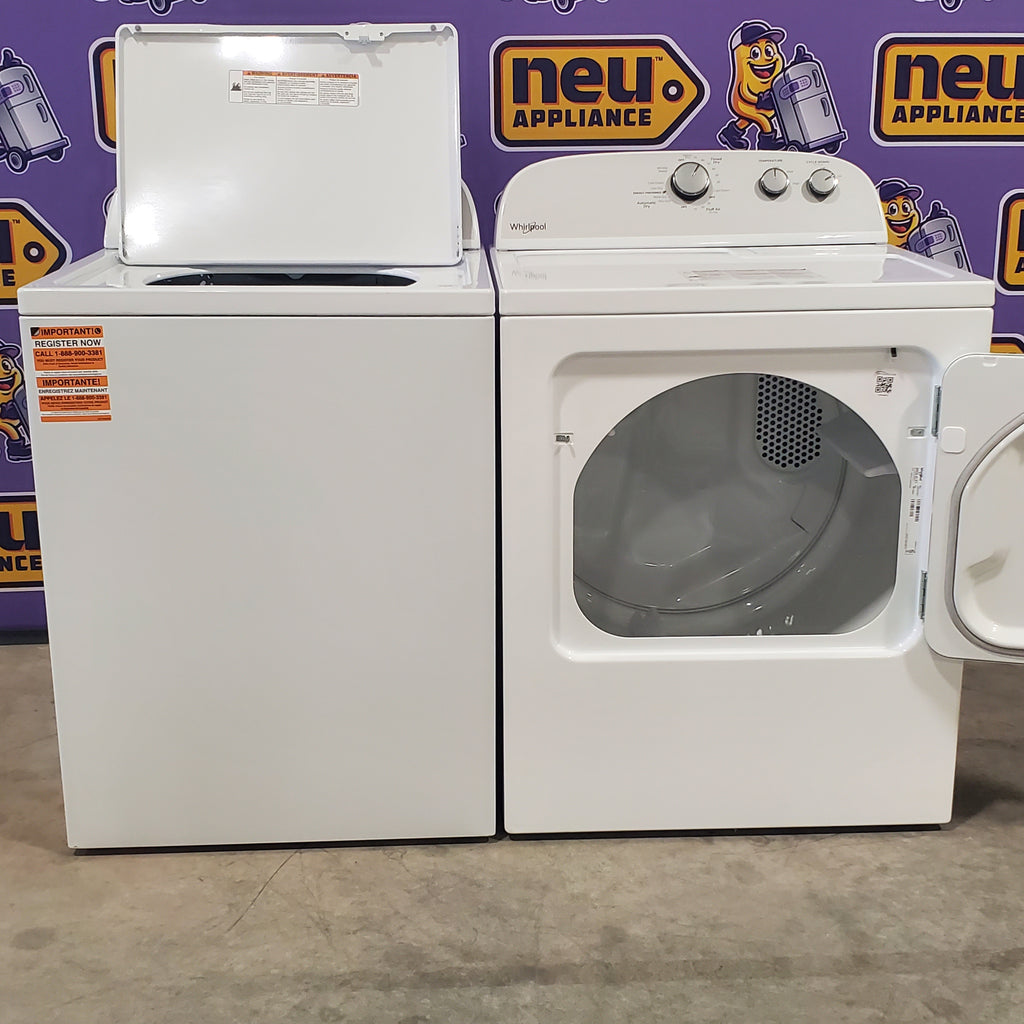 Pictures of HE Whirlpool 3.5 cu. ft. Top Load Washing Machine with Deep Water Wash WTW4816FW and 7 cu. ft. Electric Dryer with AutoDry WED4815EW- Open Box - Neu Appliance Outlet - Discount Appliance Outlet in Austin, Tx