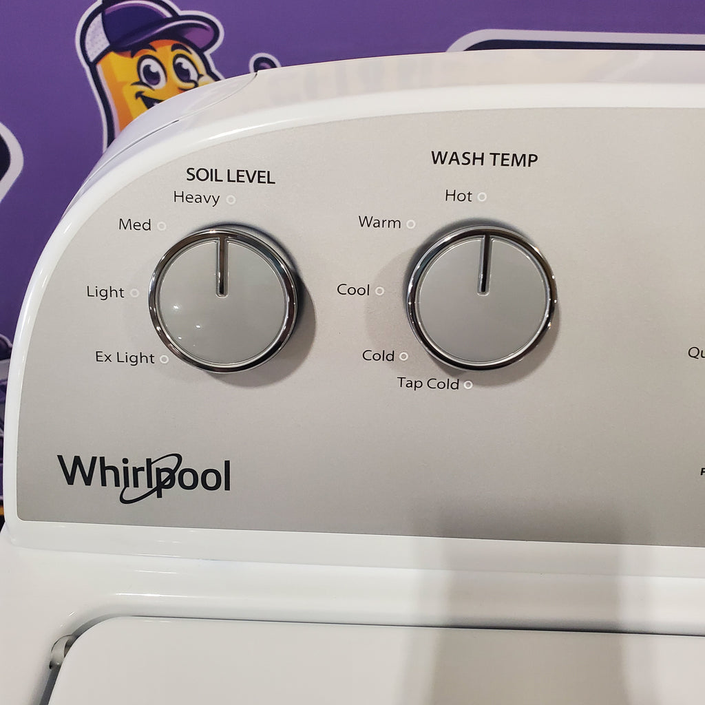 Pictures of HE Whirlpool 3.5 cu. ft. Top Load Washing Machine with Deep Water Wash WTW4816FW and 7 cu. ft. Electric Dryer with AutoDry WED4815EW- Open Box - Neu Appliance Outlet - Discount Appliance Outlet in Austin, Tx