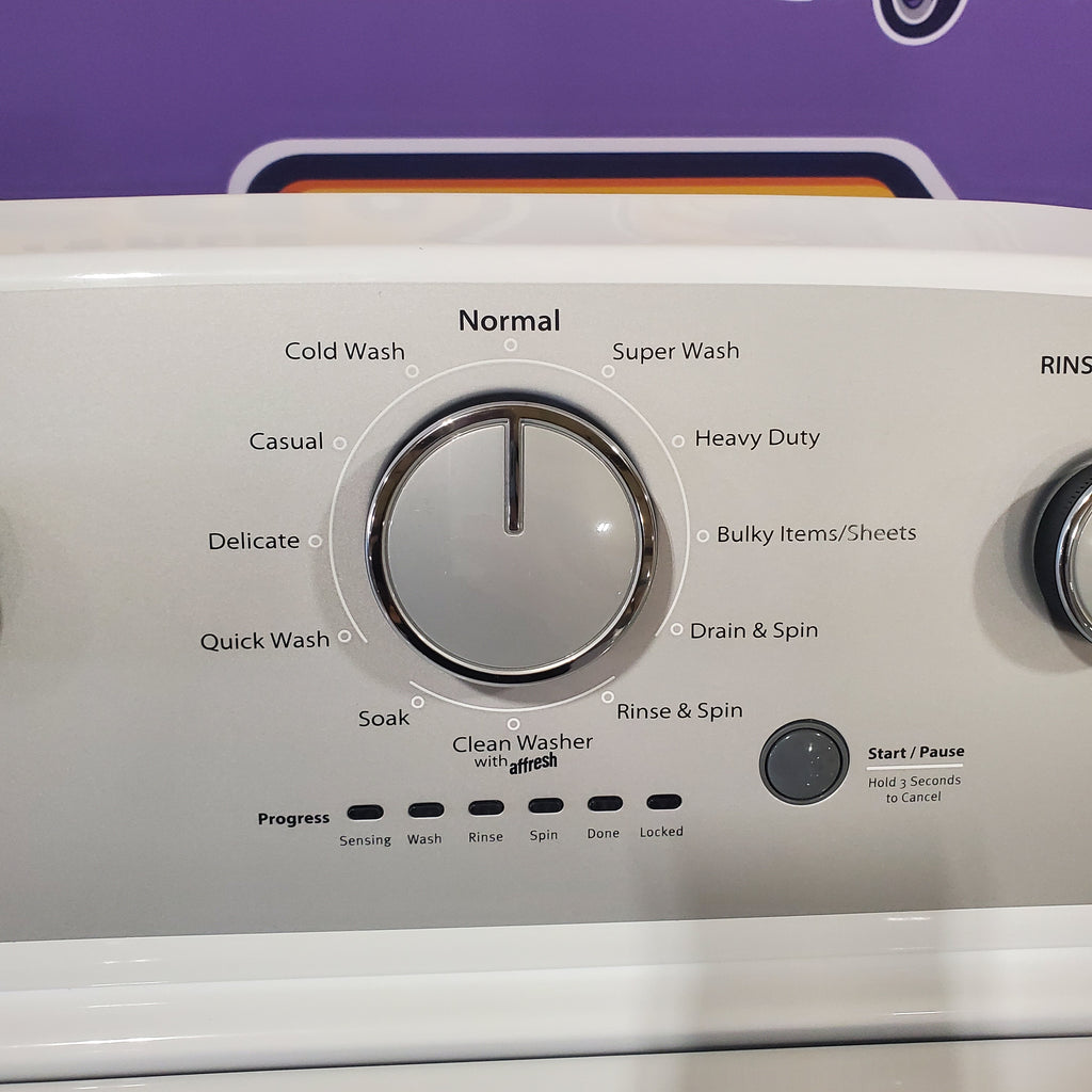 Pictures of HE Whirlpool 3.5 cu. ft. Top Load Washing Machine with Deep Water Wash WTW4816FW and 7 cu. ft. Electric Dryer with AutoDry WED4815EW- Open Box - Neu Appliance Outlet - Discount Appliance Outlet in Austin, Tx