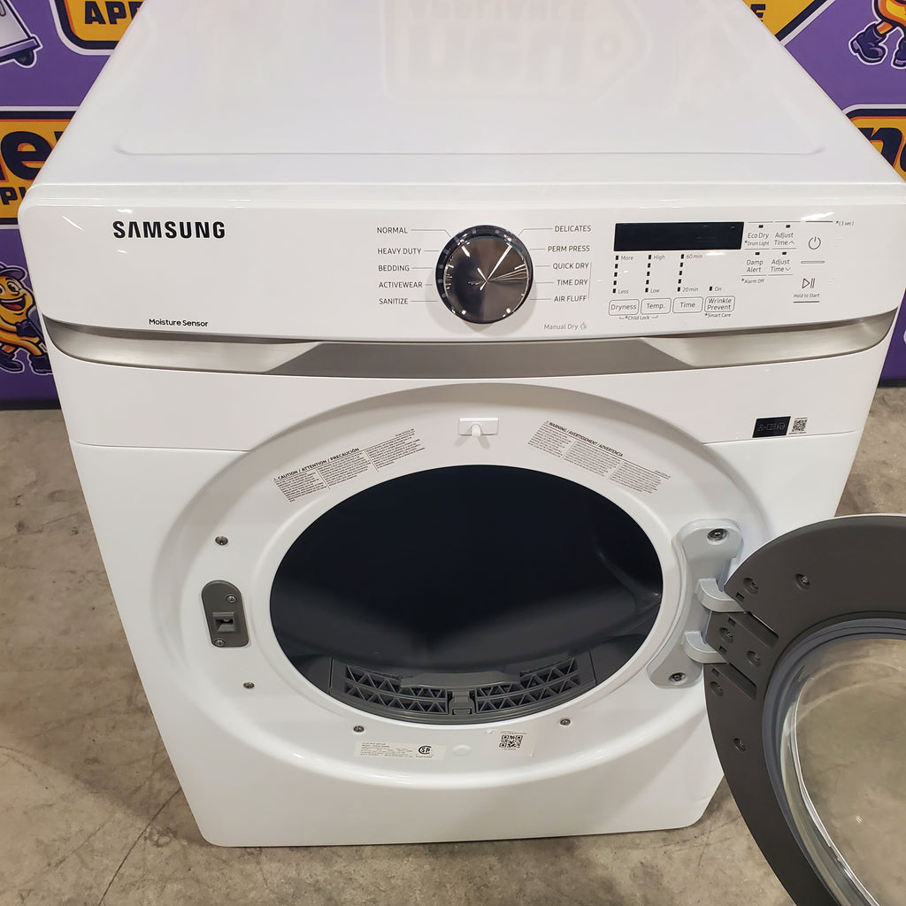 Pictures of White Samsung 7.5 cu. ft. Front Load Electric Dryer with Smart Care DVE45T6000W - Scratch and Dent - Minor - Neu Appliance Outlet - Discount Appliance Outlet in Austin, Tx