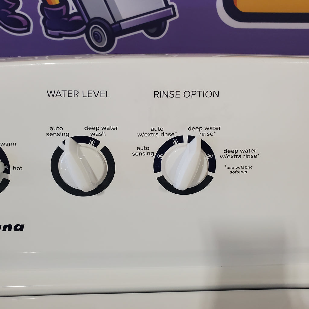 Pictures of Amana 3.8 cu. ft. Top Load Washing Machine with Deep Water Wash Option NTW4519JW and Amana 6.5 cu. ft. Electric Dryer with Automatic Cycles NED4655EW - Scratch & Dent - Minor - Neu Appliance Outlet - Discount Appliance Outlet in Austin, Tx