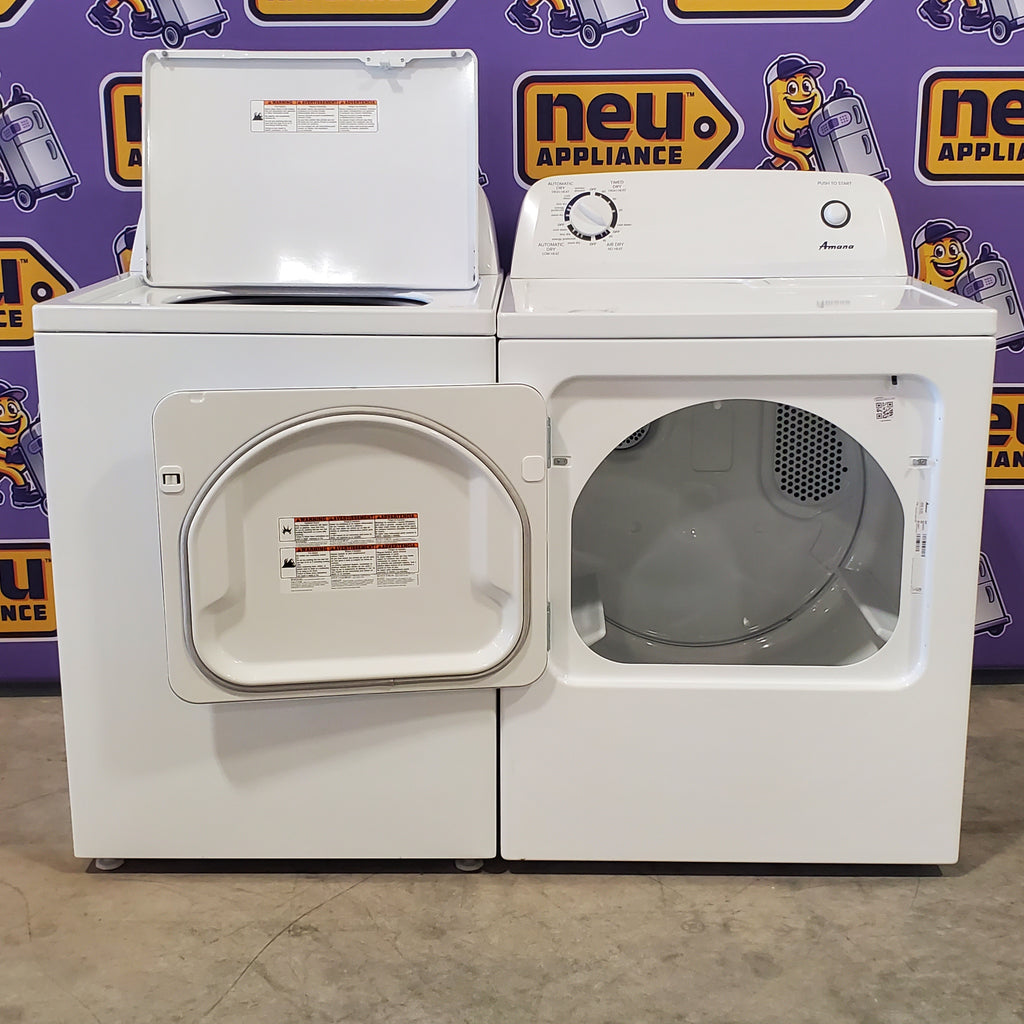 Pictures of Amana 3.8 cu. ft. Top Load Washing Machine with Deep Water Wash Option NTW4519JW and Amana 6.5 cu. ft. Electric Dryer with Automatic Cycles NED4655EW - Scratch & Dent - Minor - Neu Appliance Outlet - Discount Appliance Outlet in Austin, Tx