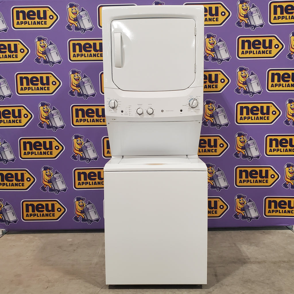 Pictures of GE Unitized Spacemaker 3.8 Cu. Ft. Washer with Stainless Steel Basket and 5.9 Cu. Ft. Electric Dryer GUD27ESSMWW - Open Box - Neu Appliance Outlet - Discount Appliance Outlet in Austin, Tx