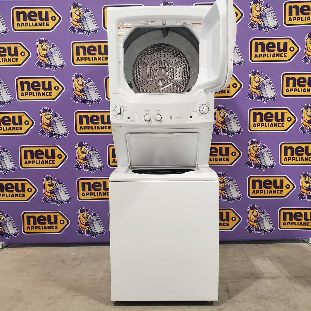 Pictures of GE Unitized Spacemaker 3.8 Cu. Ft. Washer with Stainless Steel Basket and 5.9 Cu. Ft. Electric Dryer GUD27ESSMWW - Open Box - Neu Appliance Outlet - Discount Appliance Outlet in Austin, Tx