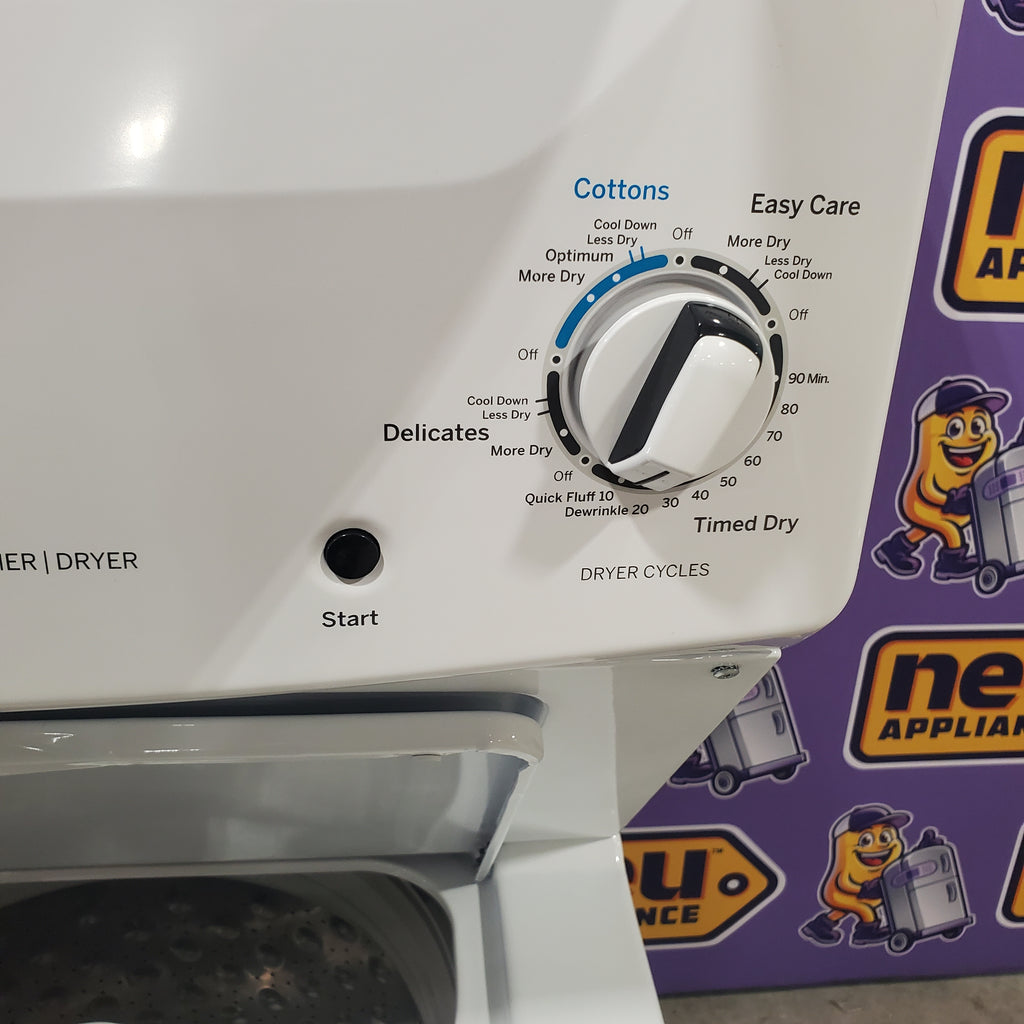 Pictures of GE Unitized Spacemaker 3.8 Cu. Ft. Washer with Stainless Steel Basket and 5.9 Cu. Ft. Electric Dryer GUD27ESSMWW - Open Box - Neu Appliance Outlet - Discount Appliance Outlet in Austin, Tx