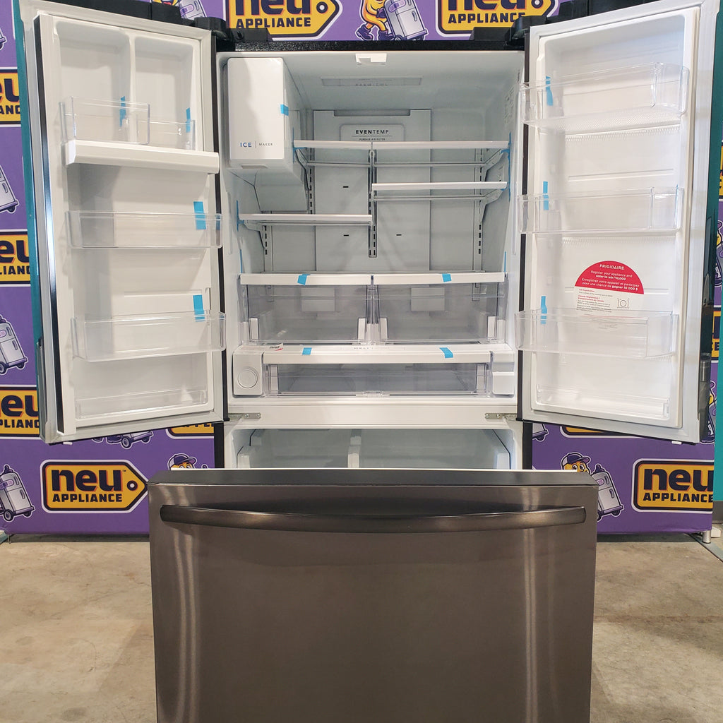 Pictures of Black Stainless Steel ENERGY STAR Frigidaire 27.8 cu. ft. 3 Door French Door Refrigerator with Exterior Water and Ice Dispenser FRFS2823AD - Open Box - Neu Appliance Outlet - Discount Appliance Outlet in Austin, Tx