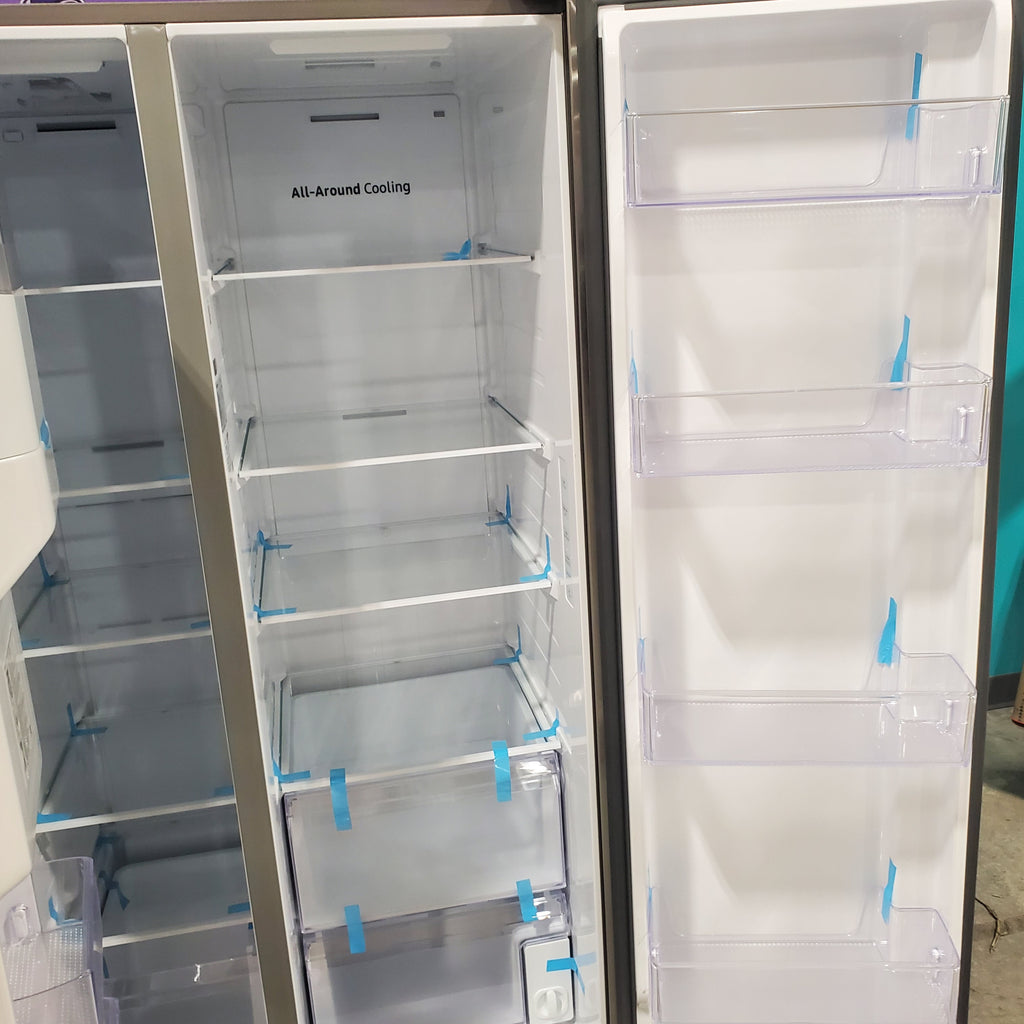 Pictures of Fingerprint Resistant Stainless Steel ENERGY STAR Samsung 27.4 cu. ft. Side by Side Refrigerator with Exterior Water and Ice Dispenser RS27T5200SR - Scratch & Dent - Minor - Neu Appliance Outlet - Discount Appliance Outlet in Austin, Tx