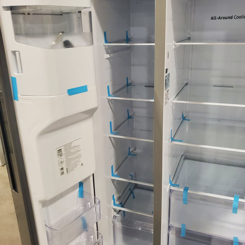 Pictures of Fingerprint Resistant Stainless Steel ENERGY STAR Samsung 27.4 cu. ft. Side by Side Refrigerator with Exterior Water and Ice Dispenser RS27T5200SR - Scratch & Dent - Minor - Neu Appliance Outlet - Discount Appliance Outlet in Austin, Tx