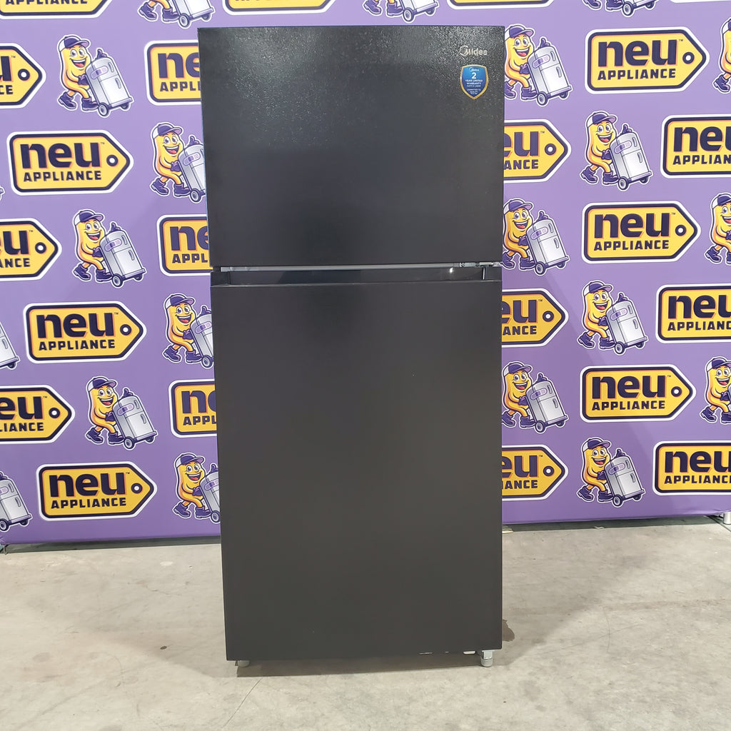 Pictures of Midea Garage Ready 18 Cu. Ft. Top Freezer Refrigerator with Gallon Sized Door Bins, Ice Maker Ready, and LED Lighting MRT18D3BBB - Open Box - Neu Appliance Outlet - Discount Appliance Outlet in Austin, Tx