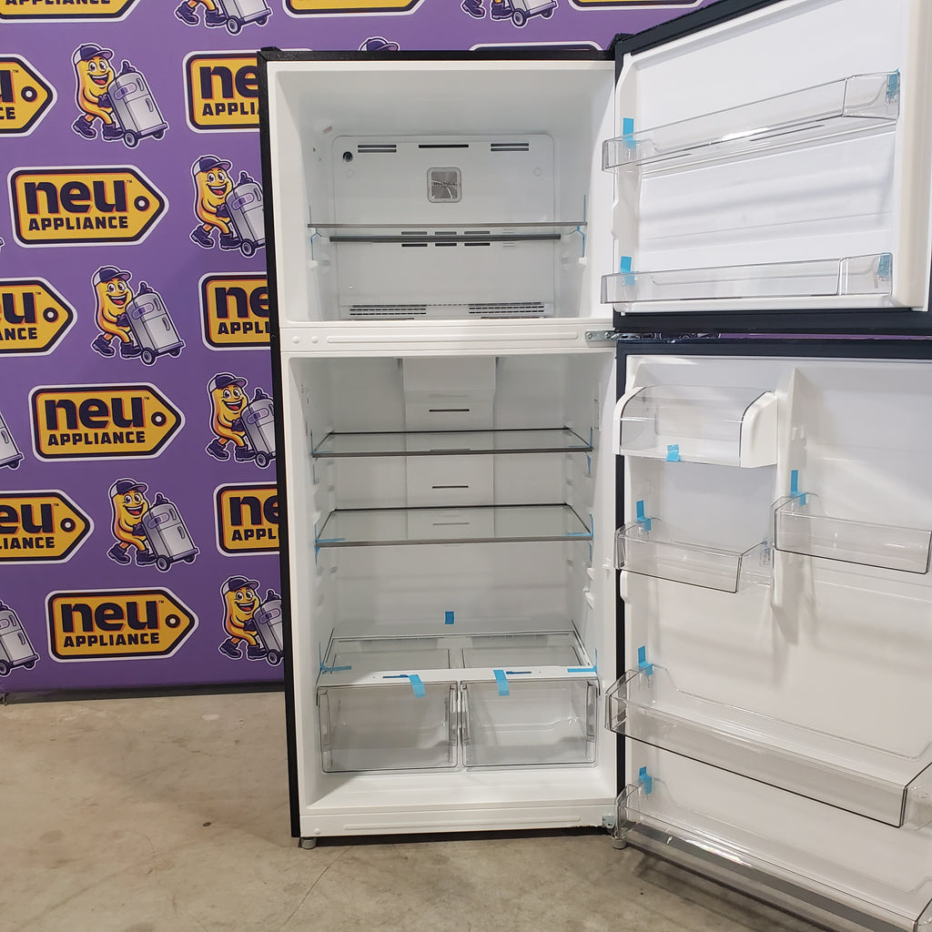 Pictures of Midea Garage Ready 18 Cu. Ft. Top Freezer Refrigerator with Gallon Sized Door Bins, Ice Maker Ready, and LED Lighting MRT18D3BBB - Open Box - Neu Appliance Outlet - Discount Appliance Outlet in Austin, Tx