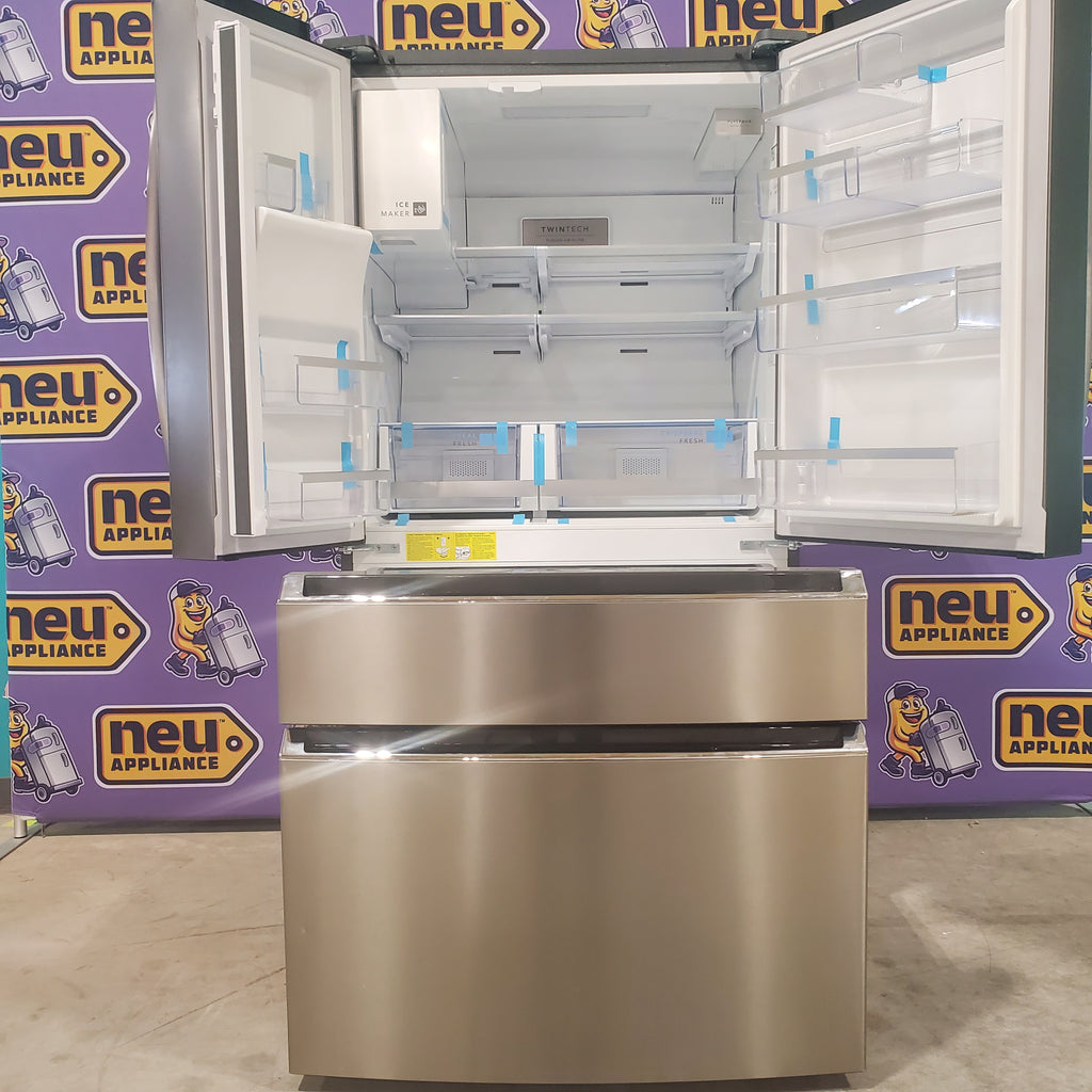 Pictures of Counter-Depth Smudge-Proof Stainless Steel ENERGY STAR Frigidaire Gallery 21.5 cu. ft 4 Door French Door Refrigerator with OpenAccess Door - Scratch & Dent - Minor - Neu Appliance Outlet - Discount Appliance Outlet in Austin, Tx