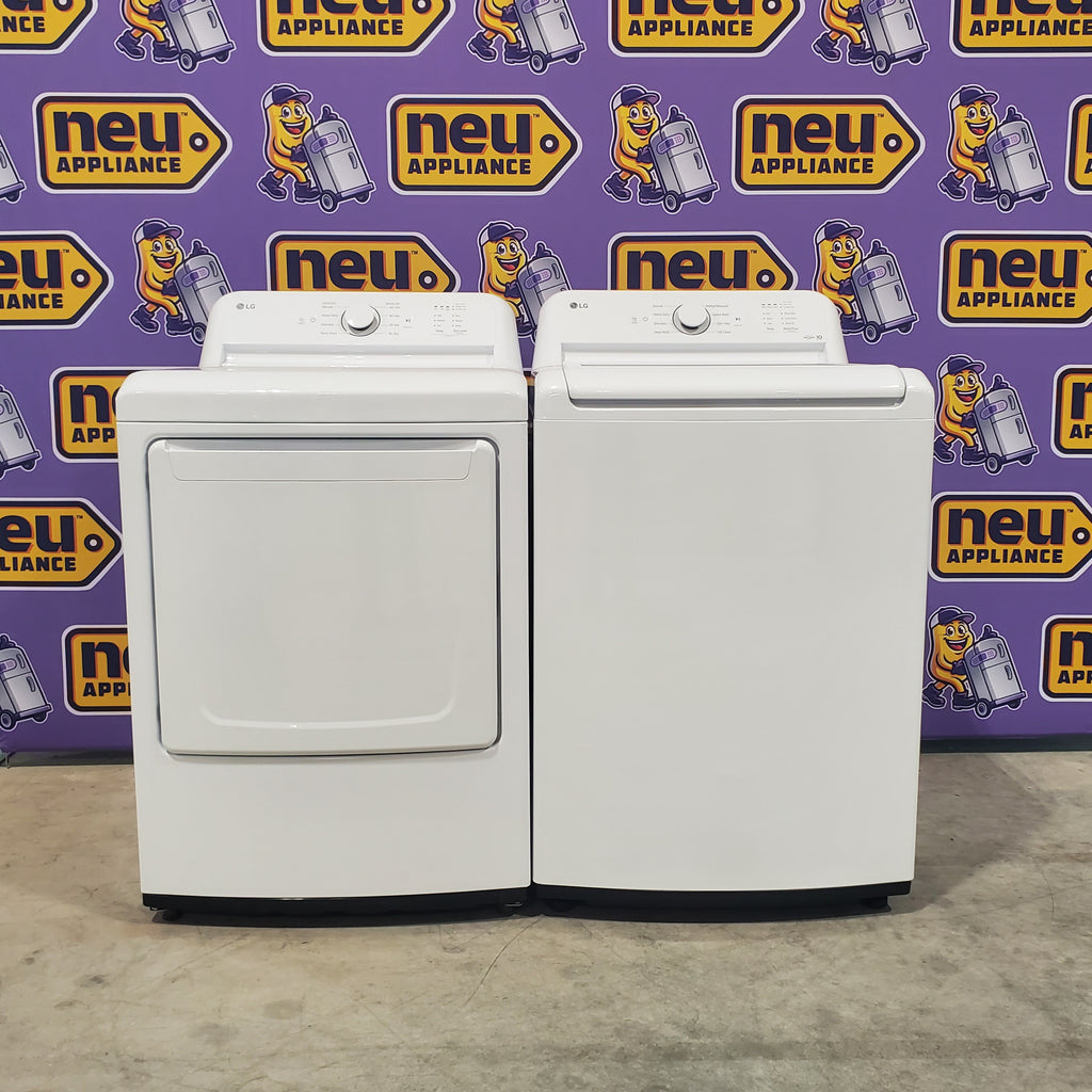 Pictures of ENERGY STAR LG 4.1 cu. ft. Top Load Washing Machine with 4-Way Agitator WT6105CW and ENERGY STAR LG 7.3 cu. ft. Electric Dryer with Smart Diagnosis DLE6100W - Open Box - Neu Appliance Outlet - Discount Appliance Outlet in Austin, Tx