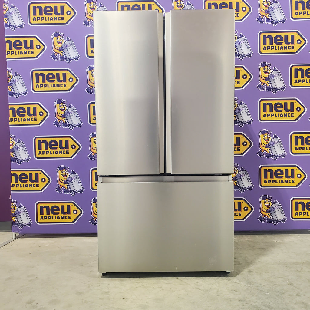 Pictures of Fingerprint Resistant Brushed Steel ENERGY STAR Hisense 26.6 cu. ft. 3 Door French Door Refrigerator with Icemaker and Internal Water Dispenser - Open Box - Neu Appliance Outlet - Discount Appliance Outlet in Austin, Tx