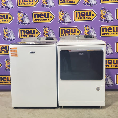 Pictures of Maytag White Smart Top Load 5.2 Cu. Ft. Washer with Extra Power Button MVW7230HW - Scratch and Dent (Minor) and Maytag White Smart Gas 7.4 Cu. Ft. Dryer with Extra Power Button MGD7230HW - Open Box - Neu Appliance Outlet - Discount Appliance Outlet in Austin, Tx