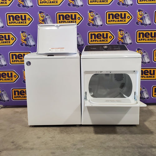 Pictures of Whirlpool White Top Load 4.6 Cu. Ft. Washer with Built-In Faucet WTW5010LW - Certified Refurbished and Whirlpool White Electric 7.0 Cu. Ft. Dryer with Moisture Sensing WED5010LW - Scratch and Dent (Minor) - Neu Appliance Outlet - Discount Appliance Outlet in Austin, Tx