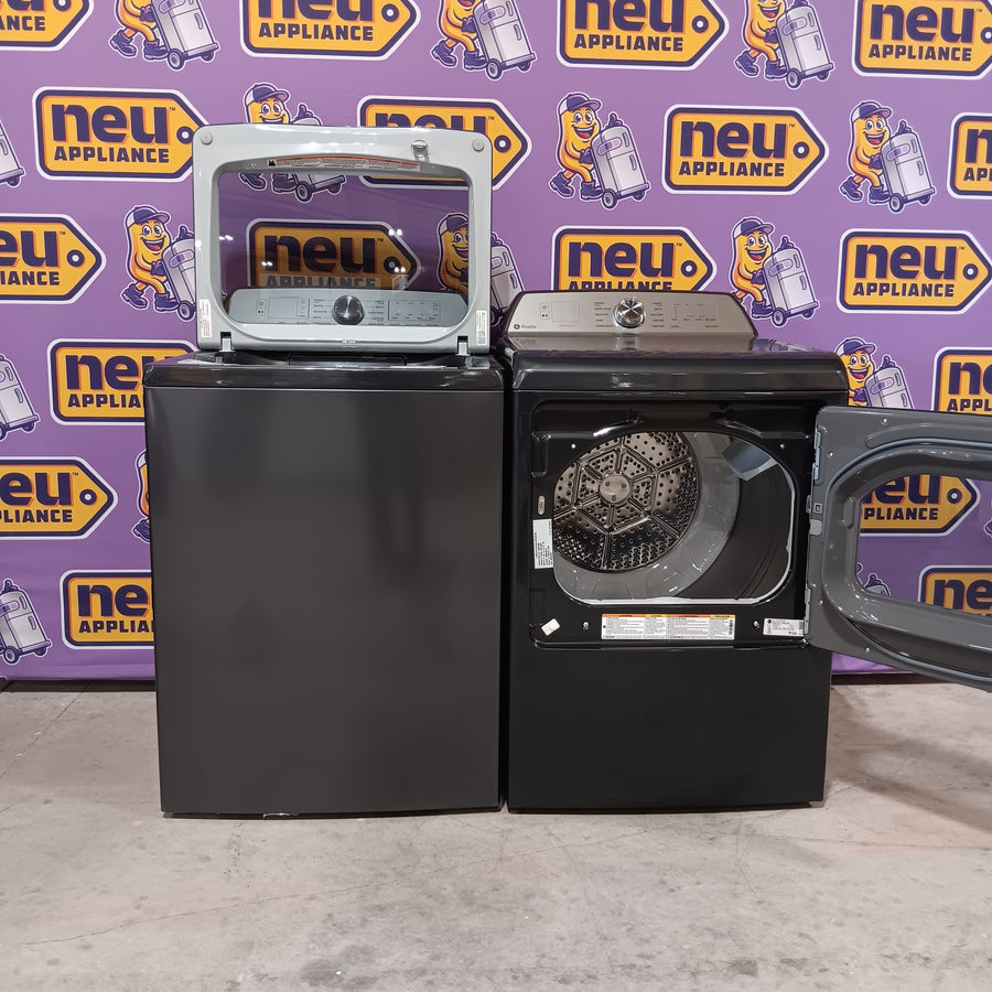 GE Profile™ ENERGY STAR® 4.9 cu. ft. Capacity Washer with Smarter Wash Technology and FlexDispense™ PTW605BPRDG - New in Box and GE Profile ENERGY STAR 7.4 cu. ft. Electric Dryer with 120 ft. Venting in Diamond Gray GE9875E - PTD60EBPRDG - New in Box