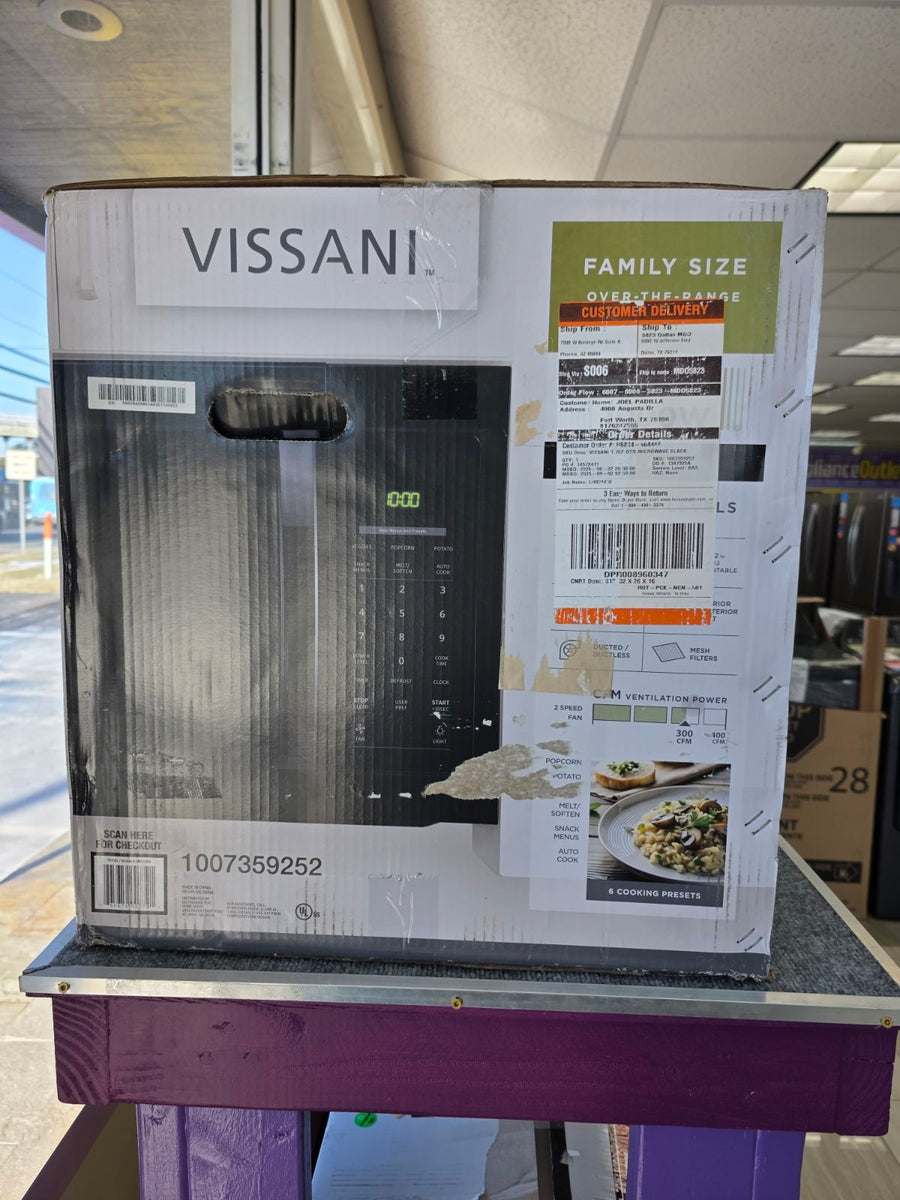 Vissani 1.7 cu. ft. 1000-Watt Over the Range Microwave in Black S185 - HV0170B - New in Box