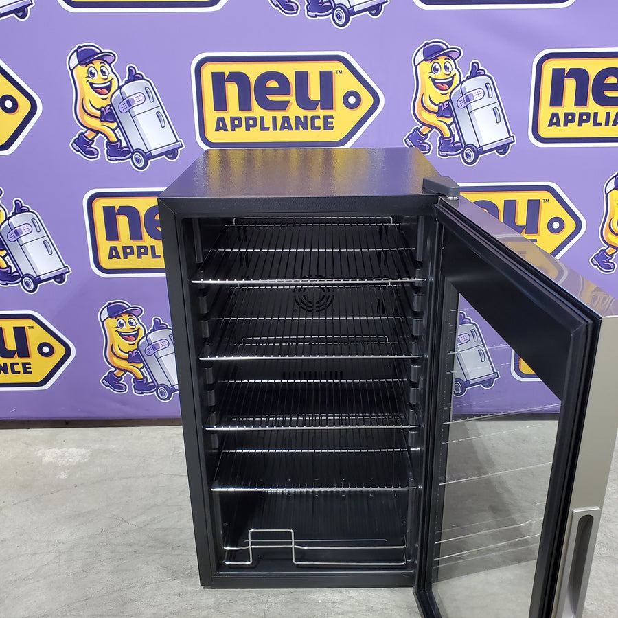 Nipus 17.52 inch Beverage Refrigerator Cooler,130 Cans Capacity Mini Fridge with Glass Door for Soda Wine Beer, with Adjustable Removable Shelves in Silver 251318SD1386 - STA100SI - Open Box